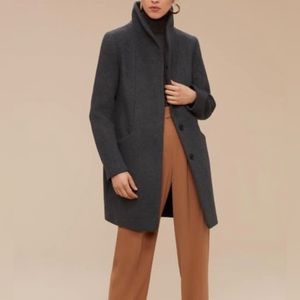Aritzia Wilfred Wool Cocoon Coat Charcoal Grey